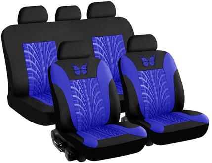 Universele Styling Volledige Set 4 / 9 Stuk Vlinder 3D Band Print Interieur Accessoires Auto Protector Auto Seat Cover csv blauw-4stk