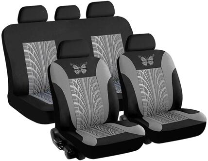 Universele Styling Volledige Set 4 / 9 Stuk Vlinder 3D Band Print Interieur Accessoires Auto Protector Auto Seat Cover csv grijs-4stk