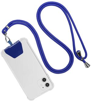 Universele Telefoon Lanyard Verstelbare Afneembare Nekkoord Lanyard Strap Telefoon Veiligheid Tether Voor Alle Mobiele Telefoons En Case Bandjes blauw