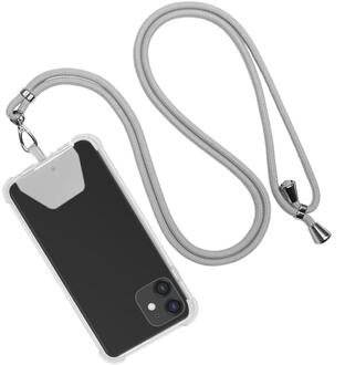 Universele Telefoon Lanyard Verstelbare Afneembare Nekkoord Lanyard Strap Telefoon Veiligheid Tether Voor Alle Mobiele Telefoons En Case Bandjes grijs