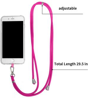 Universele Telefoon Lanyard Verstelbare Afneembare Nekkoord Lanyard Strap Telefoon Veiligheid Tether Voor Alle Mobiele Telefoons En Case Bandjes roos rood