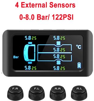 Universele Truck Tpms Met 6 Externe Sensoren 8.5 Bar Bandenspanning Monitor Solar Opladen Monitor Tmps Bandenspanning Sensor dvd Upgraded