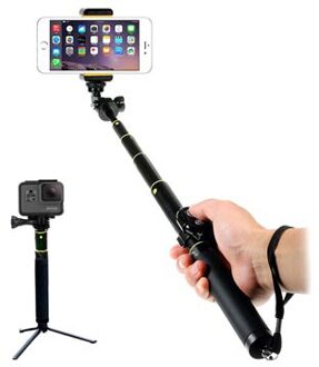 Universele Uitschuifbare Selfie Stick & Bluetooth Camera Sluiter  Zwart