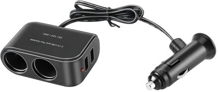Universele Usb 12V/24V 2 Way Sigarettenaansteker + Led Light Switch Auto Socket Splitter Charger voertuig Aansteker Adapter