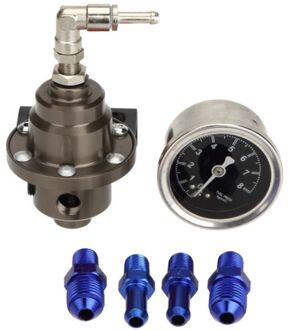 Universele Verstelbare Aluminium Fuel Pressure Regulator Met Gauge Kit 7 Kleur titanium