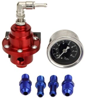 Universele Verstelbare Aluminium Fuel Pressure Regulator Met Gauge Kit 7 Kleur U90C Rood