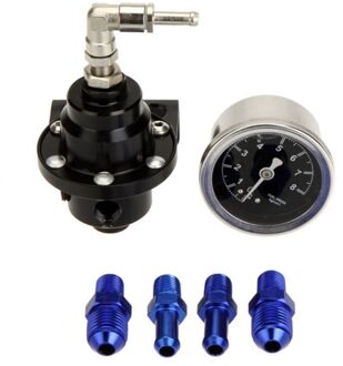 Universele Verstelbare Aluminium Fuel Pressure Regulator Met Gauge Kit 7 Kleur U90C zwart