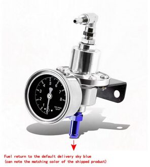 Universele Verstelbare Fuel Pressure Regulator Kit Met Gauge Voor Auto Zilver