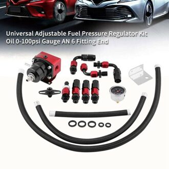 Universele Verstelbare Fuel Pressure Regulator Kit Met Olie Gauge 0-100 Psi-6AN Fitting End