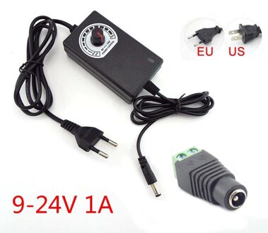 Universele Verstelbare Voeding Adapter Ac 100-240V Naar Dc 9-24V 1A Transformator Elektrische Oplader cctv Camera Opladen eu stekker