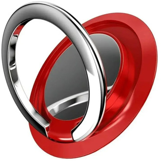 Universele Vinger Ring Houder Stand Grip 360 Graden Draaien Voor Mobiele Telefoon Auto Magnetische Mount Phone Terug Sticker Pad Beugel A rood