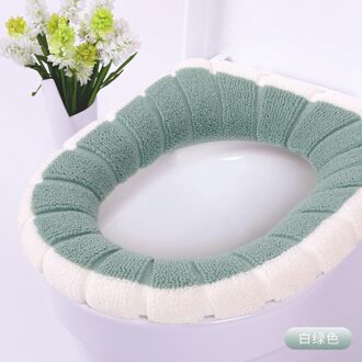 Universele Warme Zachte Wasbare Toilet Seat Cover Mat Set Voor Home Decor Closestool Mat Seat Case Wc Deksel Cover Accessoires groen wit