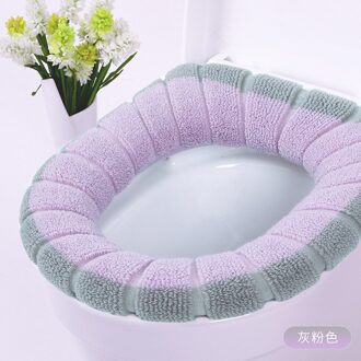 Universele Warme Zachte Wasbare Toilet Seat Cover Mat Set Voor Home Decor Closestool Mat Seat Case Wc Deksel Cover Accessoires Pruple grijs
