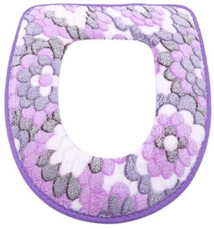 Universele Warme Zachte Wasbare Toilet Seat Cover Set Voor Home Decor Closestool Mat Seat Case Wc Deksel Cover Accessoires paars