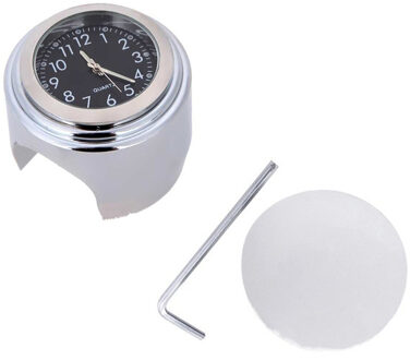 Universele Waterdichte Lichtgevende Klok Motorcycle Fietsstuur Mount Horloge Voor 22/25Mm Stuur Moto Accessoires zilver