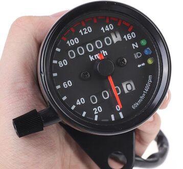 Universele Zwarte Motorfiets Dual Snelheidsmeter Kilometerteller 12V Moto Met Led Indicator