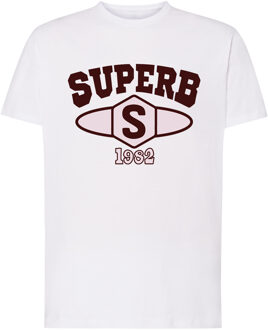 Universitair SPRBCA-2201 heren-T-shirt met korte mouwen en ronde hals - maat S Wit