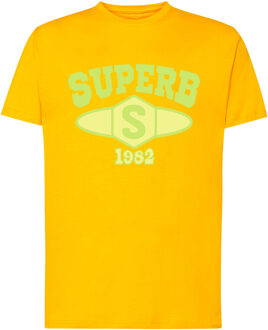 Universitair SPRBCA-2201 heren-T-shirt met korte mouwen en ronde hals - maat XS Geel