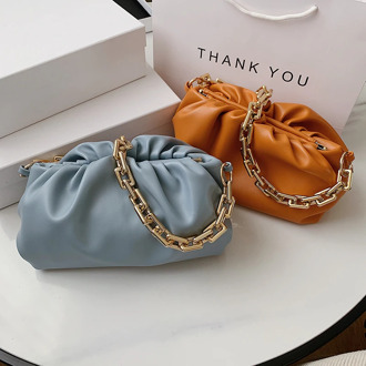 UNIXINU Gold Chain PU Leather Bag For Women 2020 Summer Armpit bag Lady Shoulder Handbags Female Solid Color Travel Hand Bag