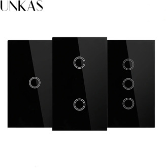 UNKAS US Standard Smart Switch 1/2/3 Gang 1 Way Touch Sensor Switch Single Fire Line Wall Light Only Touch Function Switch
