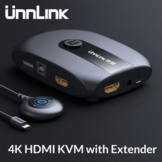 Unnlink 2 Poorten Hdmi Kvm Switch Met Extener 4K 1080P USB2.0 Delen Monitor Printer Toetsenbord Muis Voor 2 computers Laptops Pc