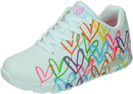 Uno - Highlight Love Sneakers Dames wit - roze - blauw - geel - 39