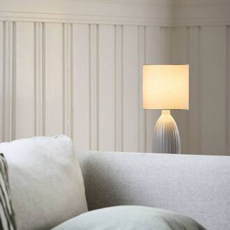 Uno tafellamp, lichtgrijs, hoogte 47 cm, textiel/keramiek