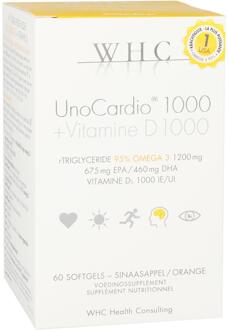 UnoCardio 1000 + Vitamine D 1000 - 60 softgels - Vetzuren - Voedingssupplement