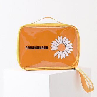 Uosc Pvc Kleine Daisy Cosmetische Zakken Dames Reizen Draagbare Waszak Multifunctionele Transparante Waterdichte Hand Opbergzakken geel-L