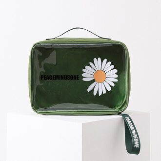 Uosc Pvc Kleine Daisy Cosmetische Zakken Dames Reizen Draagbare Waszak Multifunctionele Transparante Waterdichte Hand Opbergzakken groen-L