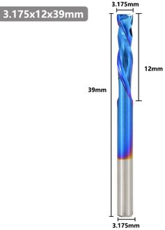 Up Down Cutter 2 Flute End Mill Nano Blue Coating 3.175mm Shank Spiral Router Bit For Compression Tool Tungsten Carbide Cutter 3.175x12x39
