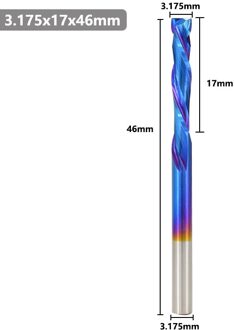 Up Down Cutter 2 Flute End Mill Nano Blue Coating 3.175mm Shank Spiral Router Bit For Compression Tool Tungsten Carbide Cutter 3.175x17x46