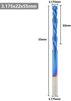 Up Down Cutter 2 Flute End Mill Nano Blue Coating 3.175mm Shank Spiral Router Bit For Compression Tool Tungsten Carbide Cutter 3.175x22x55
