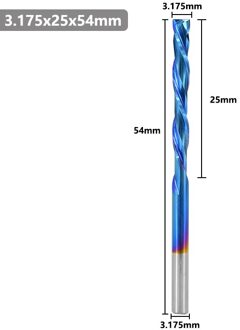 Up Down Cutter 2 Flute End Mill Nano Blue Coating 3.175mm Shank Spiral Router Bit For Compression Tool Tungsten Carbide Cutter 3.175x25x54