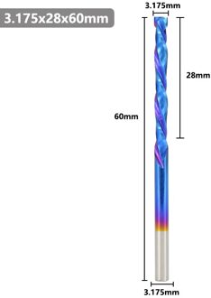 Up Down Cutter 2 Flute End Mill Nano Blue Coating 3.175mm Shank Spiral Router Bit For Compression Tool Tungsten Carbide Cutter 3.175x28x60