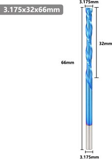 Up Down Cutter 2 Flute End Mill Nano Blue Coating 3.175mm Shank Spiral Router Bit For Compression Tool Tungsten Carbide Cutter 3.175x32x66