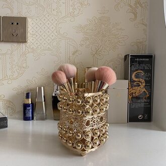 Up Organizer Cosmetische Opbergdoos Kristal Nail Art Penhouder Home Decor Make Up Gereedschap Rek Tafel Ambachten Cadeau A goud