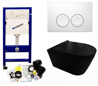 UP100 Toiletset 35 Civita Black Rimless Mat Zwart Met bril En Drukplaat