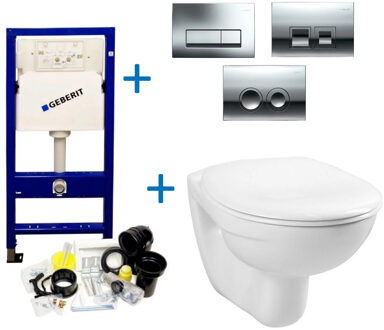 UP100 Toiletset Compleet Start | Inbouwreservoir | Wandcloset met drukplaat Wit