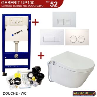 UP100 Toiletset set46 Wiesbaden Luxe Douchewc Stroomloos Met Metro Pot Delta drukplaat