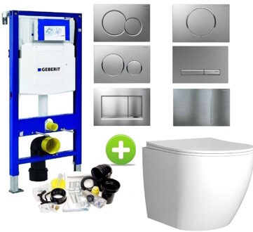 UP320 Toiletset Compleet | Inbouwreservoir | Mudo Randloos | Drukplaat Wit