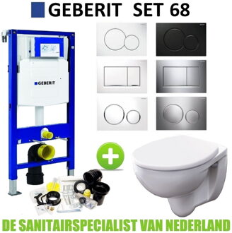 UP320 Toiletset set68 Geberit Bastia Compact Rimfree met Sigma drukplaat Wit