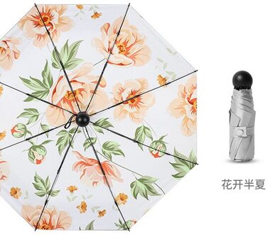 UPF50 + Mini Paraplu 8 Ribben Draagbare Vijf opvouwbare Paraplu UV Bloem Paraplu Regen Vrouw Parasol Titanium Zon paraguas summer bloem