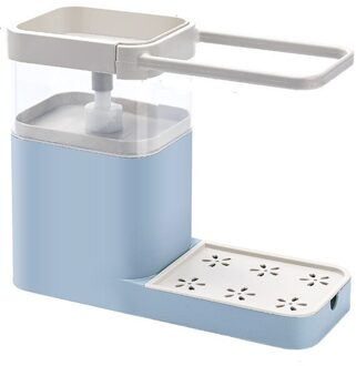Upgrade 2 In 1 Zeepdispenser Keuken Handpers Vloeibare Zeep Drip Plaat Vaatdoek Handdoek Spons Rack Organizer Cleaning Tools blauw