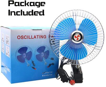Upgrade 6Inch 12V 24V Draagbare Koelventilator Auto Oscillerende Fans 180 ° Draaibare Clip-On verstelbare Snelheid Draaibaar Auto Fan