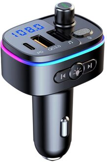 Upgrade Auto Fm-zender Bluetooth 5.0 Handsfree Mp3 Speler Pd Type C QC3.0 Usb Snel Opladen Kleurrijke Licht Accessoires