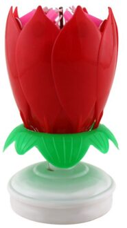 Upgrade Multicolor Roterende Lotus Taart Kaars Elektronische Muziek Kaars Verjaardag Bruiloft MDJ998 rood