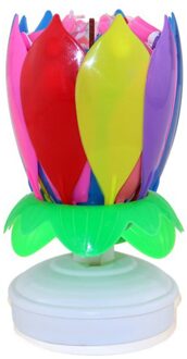 Upgrade Multicolor Roterende Lotus Taart Kaars Elektronische Muziek Kaars Verjaardag Bruiloft MDJ998 veelkleurig