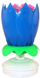 Upgrade Multicolor Roterende Lotus Taart Kaars Elektronische Muziek Kaars Verjaardag Bruiloft Ye blauw