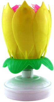 Upgrade Multicolor Roterende Lotus Taart Kaars Elektronische Muziek Kaars Verjaardag Bruiloft Ye geel